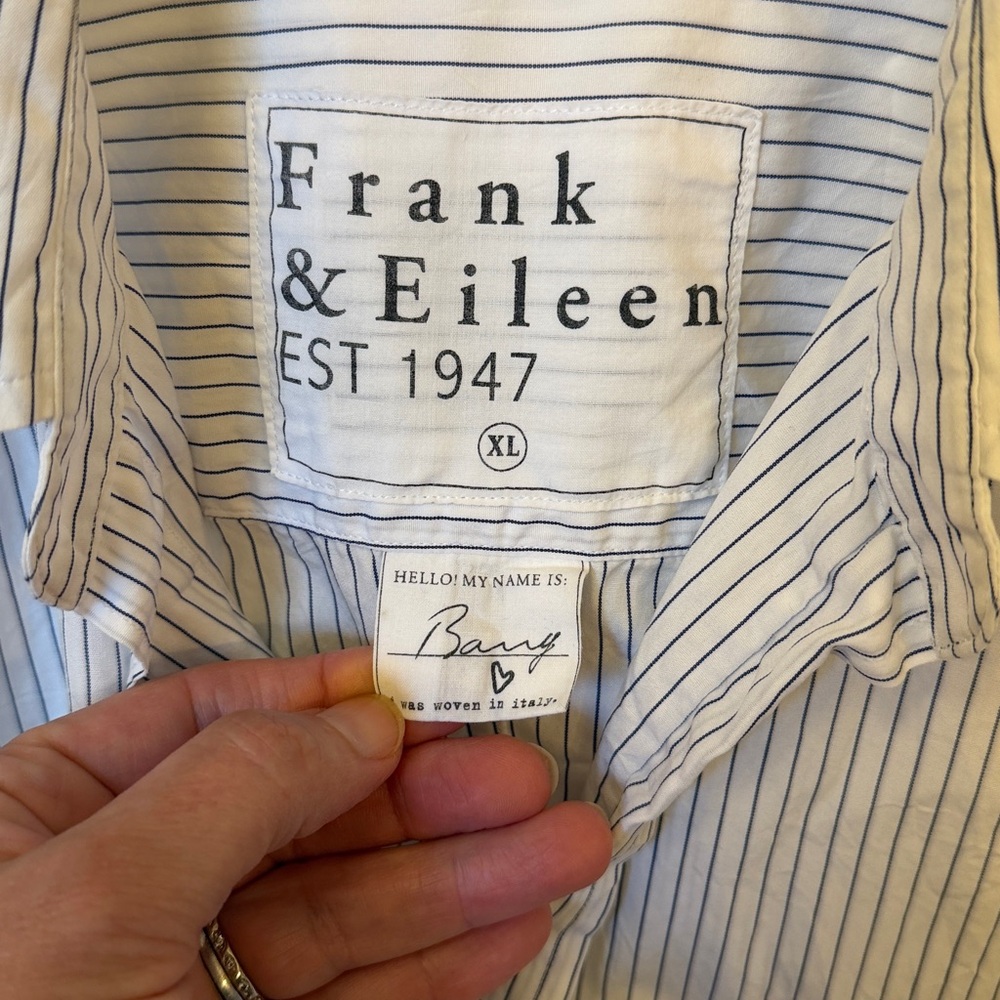 Frank & Eileen White Pinstripe Women's Barry XL Shirt 6 8 medium large - Picture 2 of 8